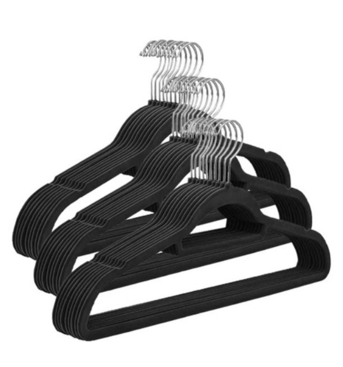 Pack X30 Perchas De Terciopelo Antideslizante Negras