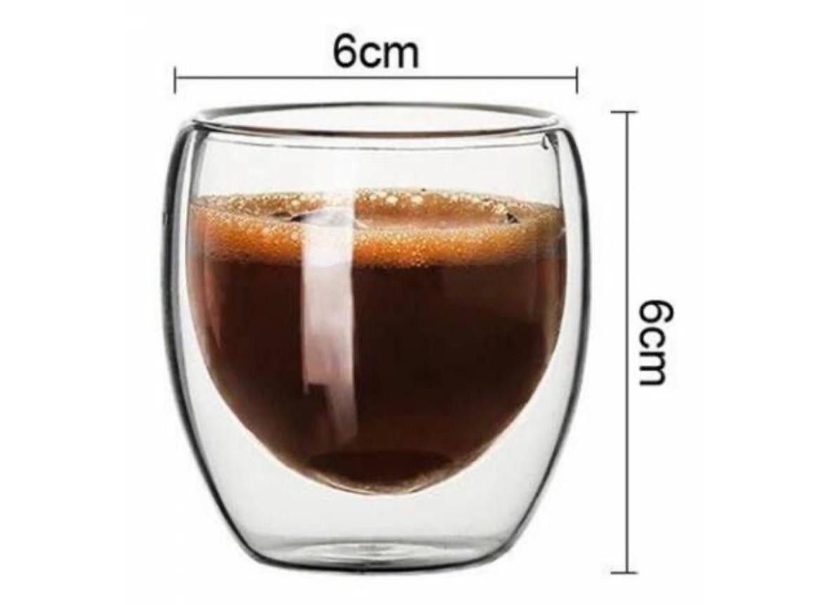 6 Vasos De Vidrio Doble Pared Té Café No Quema 80ml