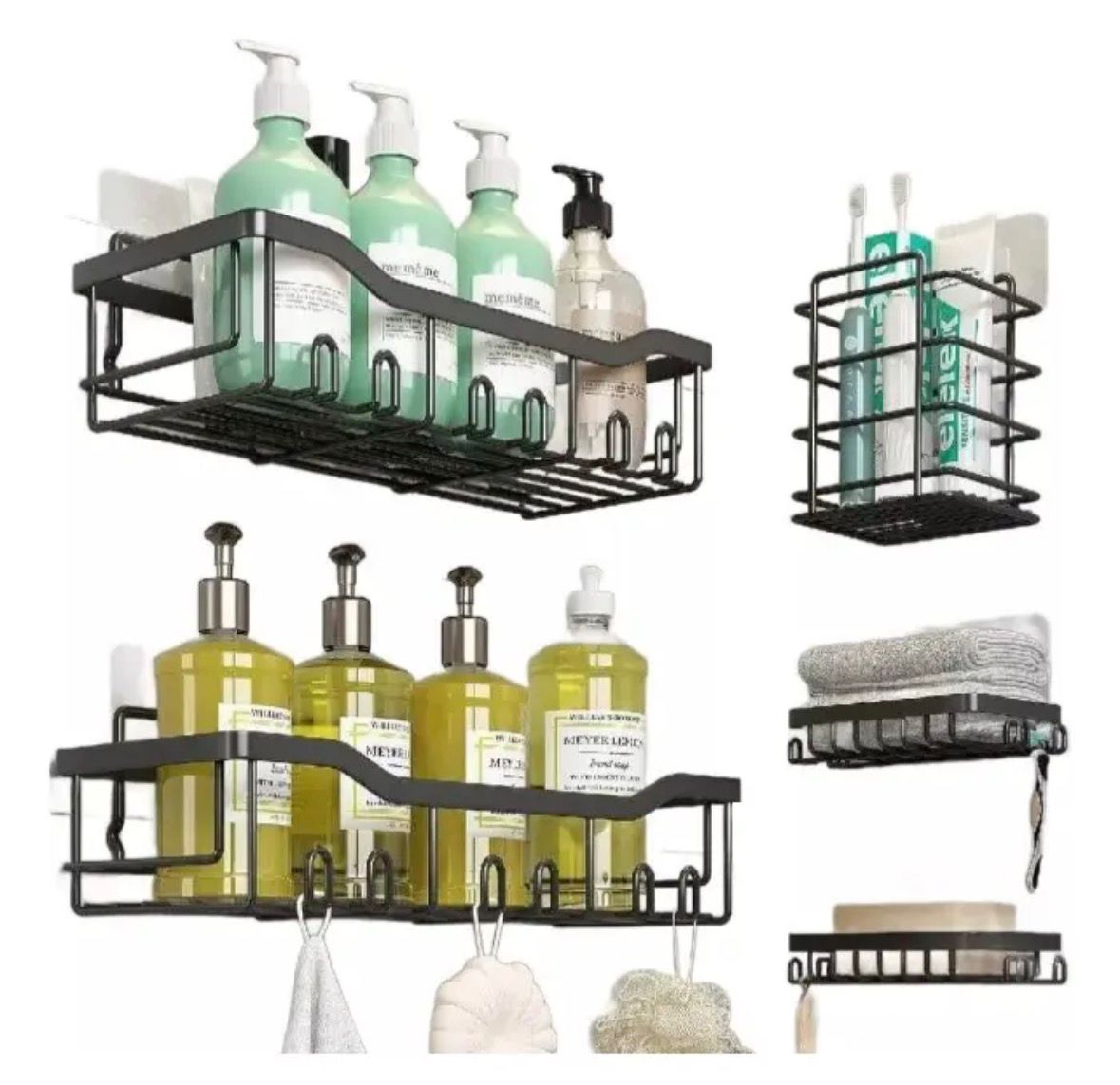 Set 5 Estantes Organizador Ducha Baño Con Adhesivo