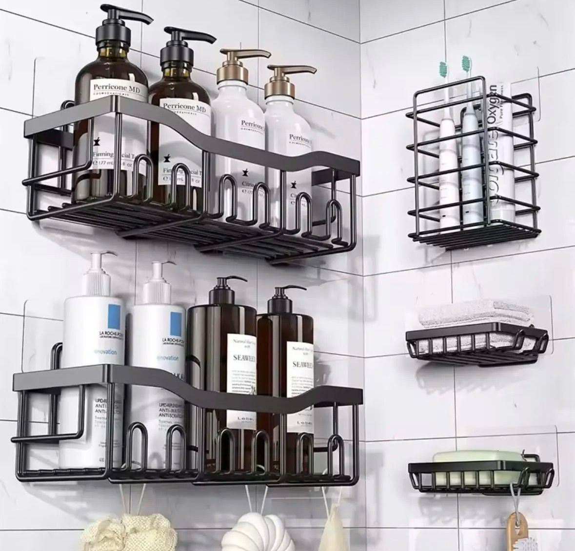 Set 5 Estantes Organizador Ducha Baño Con Adhesivo
