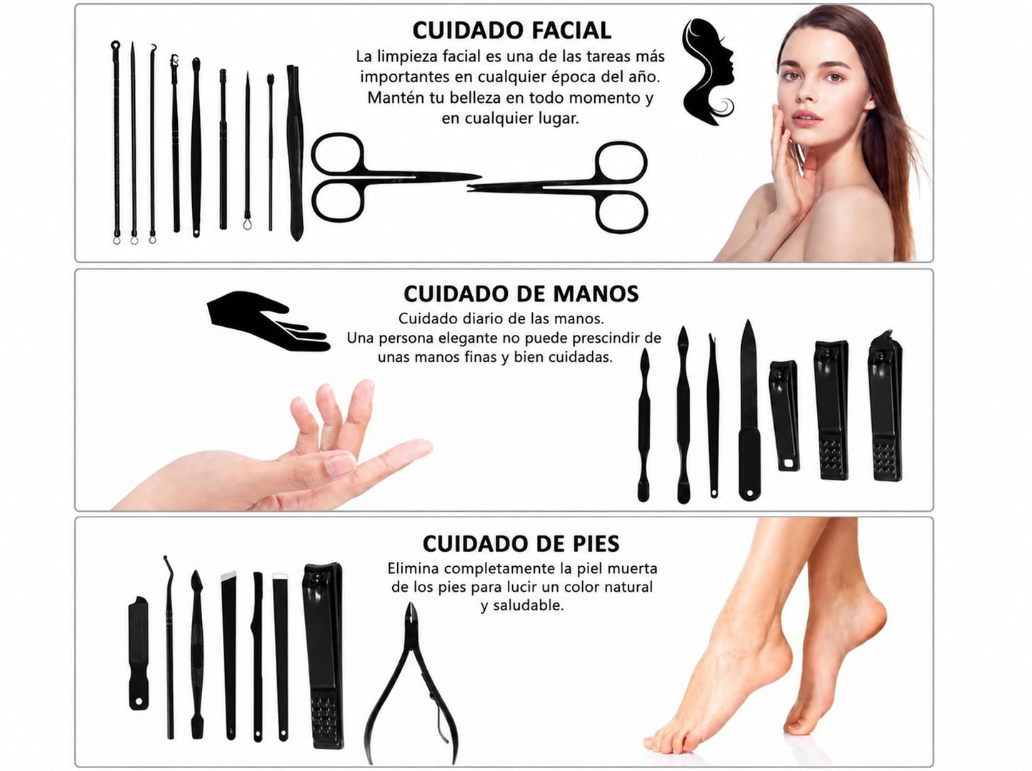 Set De Uñas Manicura Pedicura Alicates Cortauñas Estuche 26 Piezas