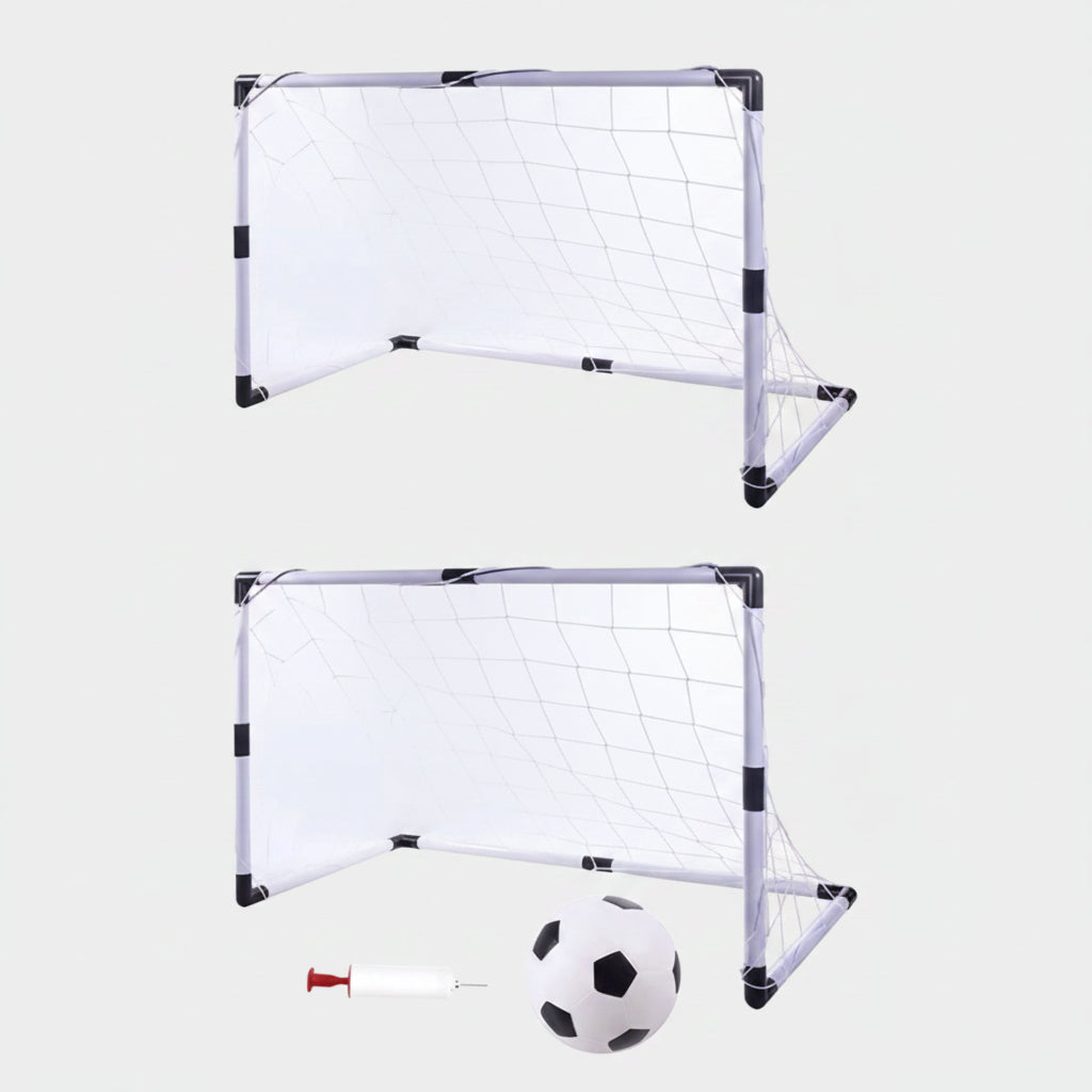 Kit 2 Arcos de Futbol Infantil Niños Portátil Fácil Armado + Pelota + Inflador