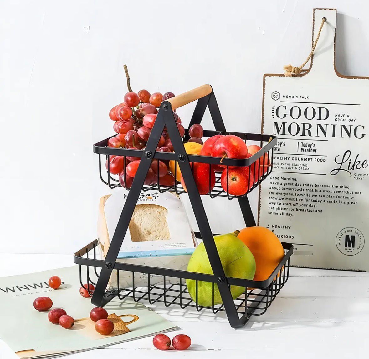 Organizador De Metal 2 Bandejas Frutero Multiuso Cocina