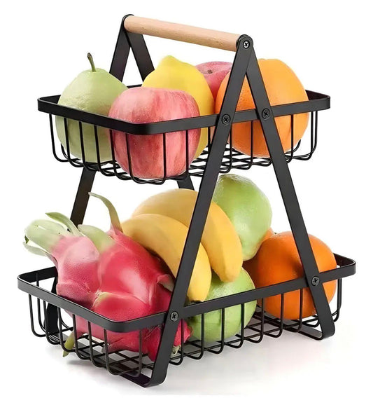 Organizador De Metal 2 Bandejas Frutero Multiuso Cocina