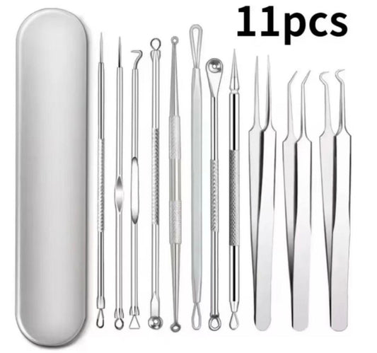 Set Aguja Quita Puntos Negros Granos Acero Inox + Estuche