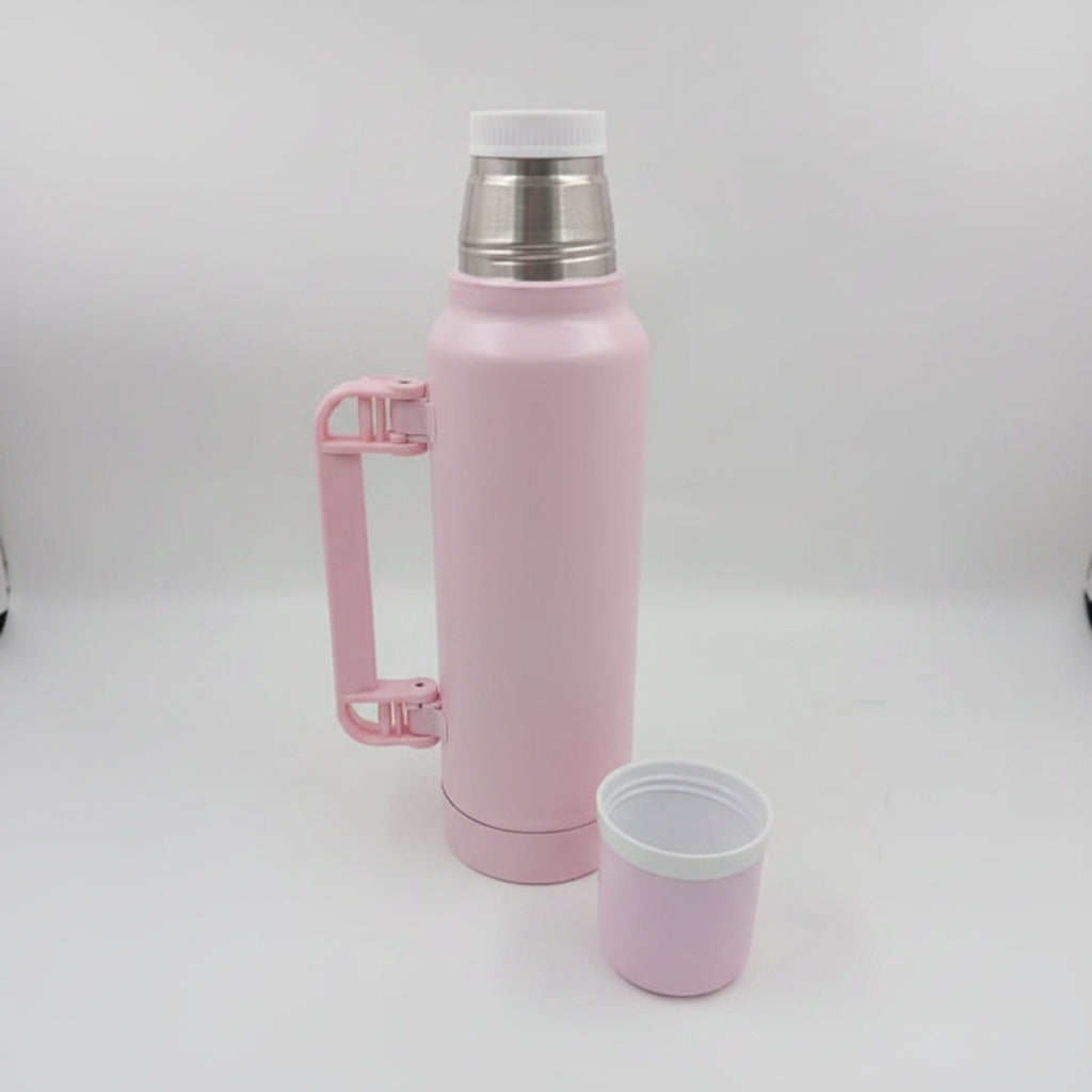 Termo De Acero Inoxidable Con Tapon Cebador 1.3 Lts Con Asa
