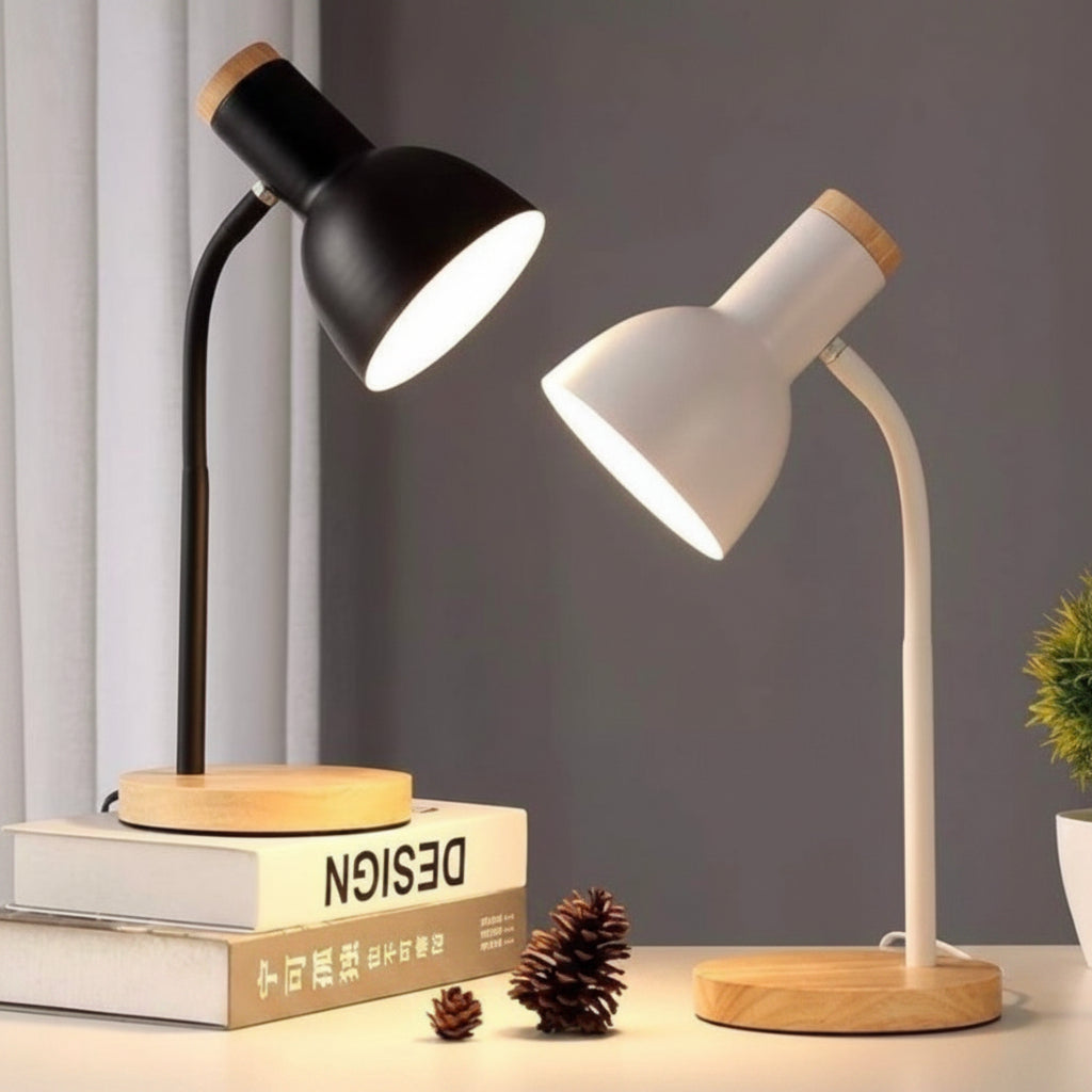 Lámpara De Escritorio Portátil Nórdica Metal Madera Lectura