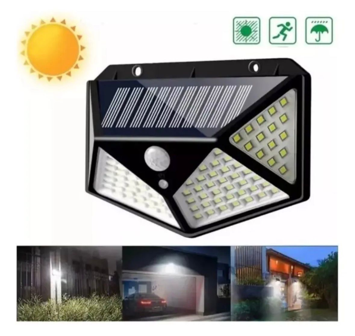 Foco Exterior Solar 100 Led Con Sensor De Movimiento Pack X4